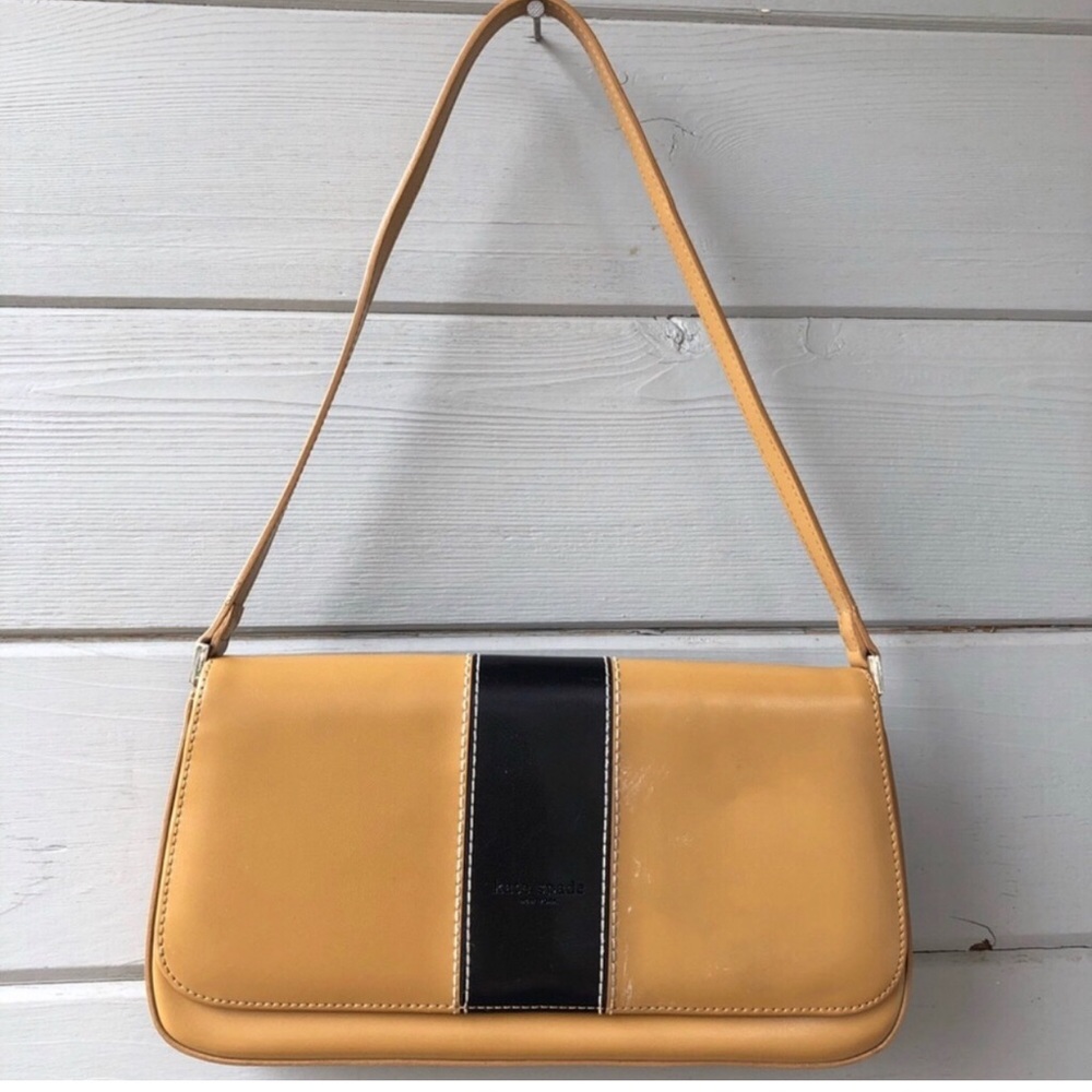 Kate Spade Vintage Tan and Black Mini Shoulder Bag.